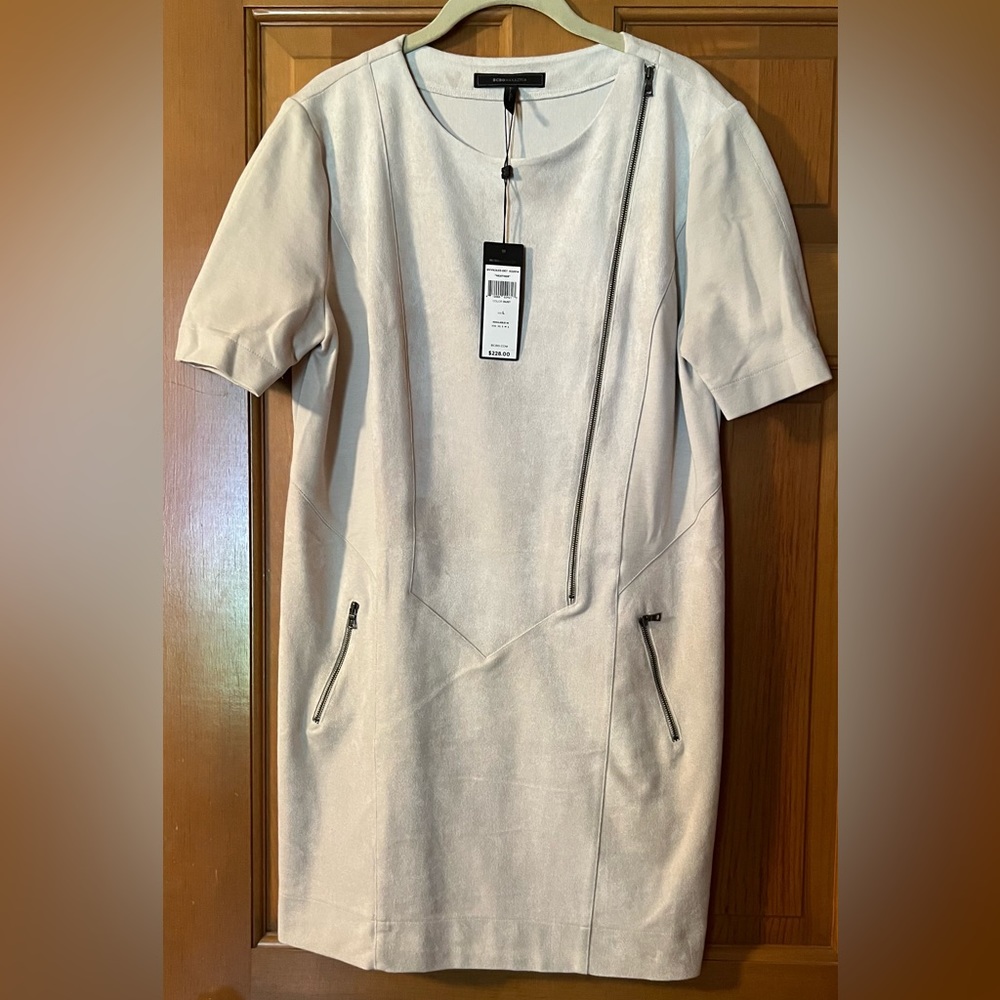 BCBG MAXAZRIA SUEDE DRESS. SIZE LARGE. BRAND NEW